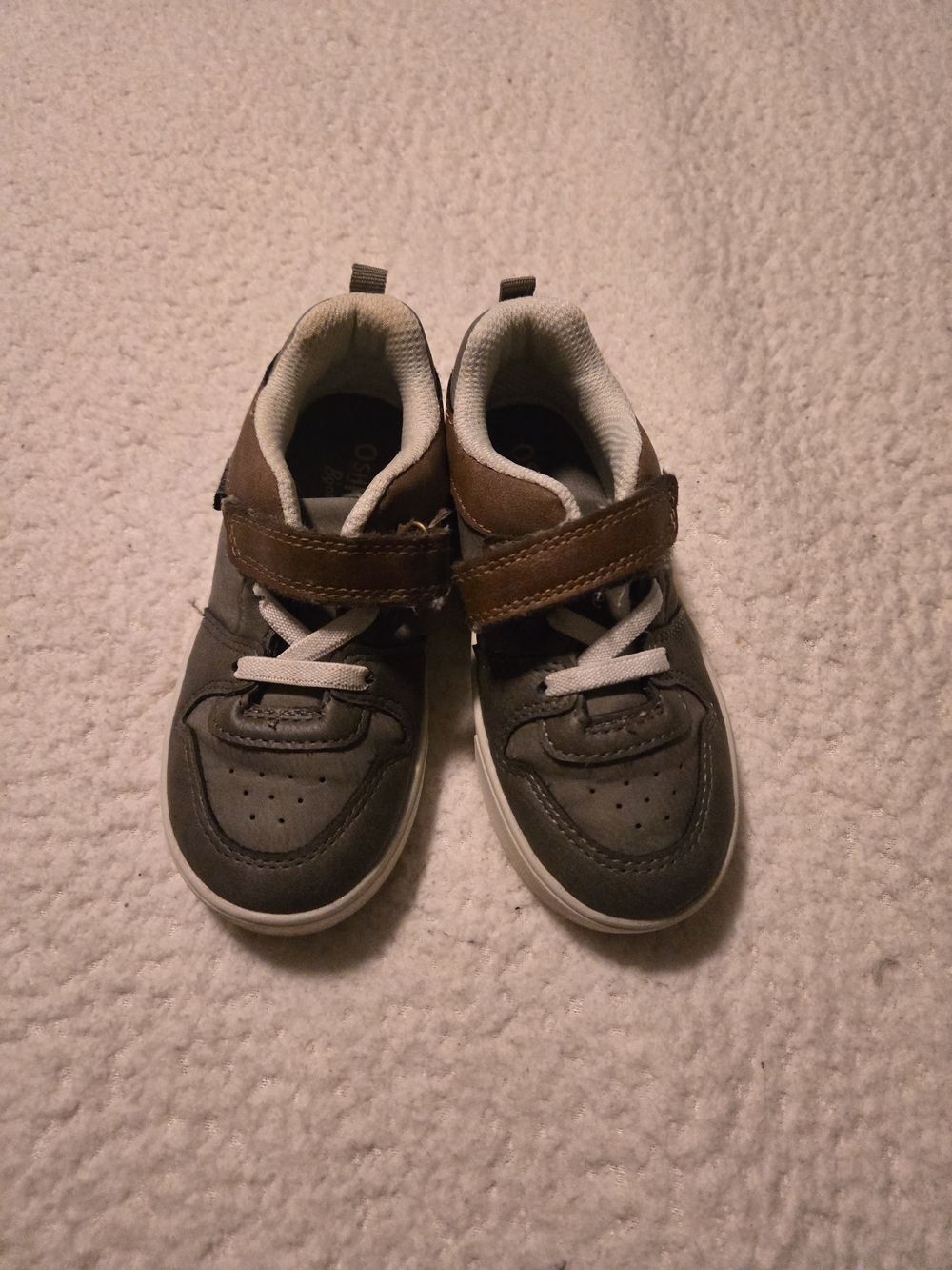 Little Boy OshKosh Kids Grey and Brown Casual Sneakers - Velcro Strap